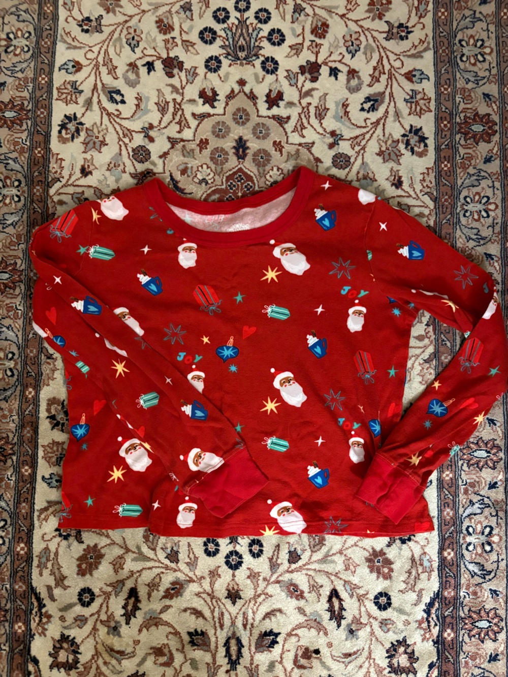 Red Christmas Santa PJ Top